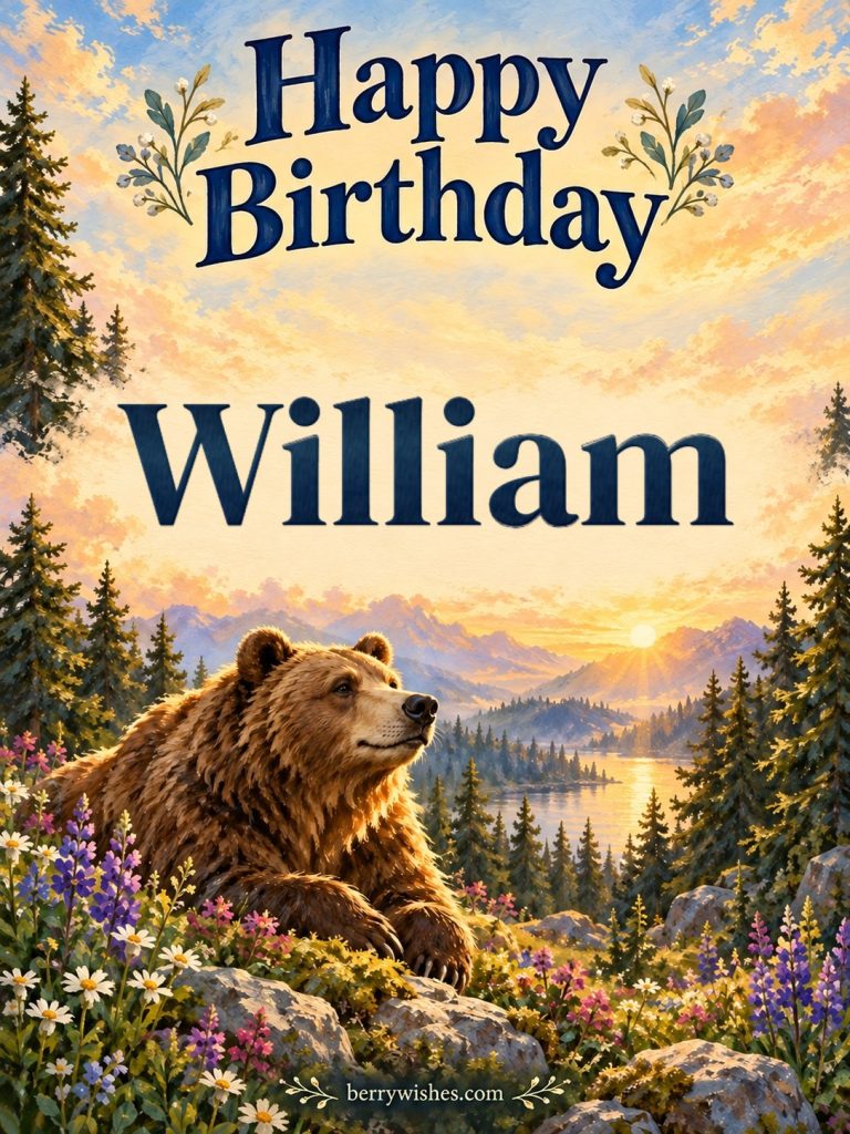 Bear in the Mountains Happy Birthday Image for Him