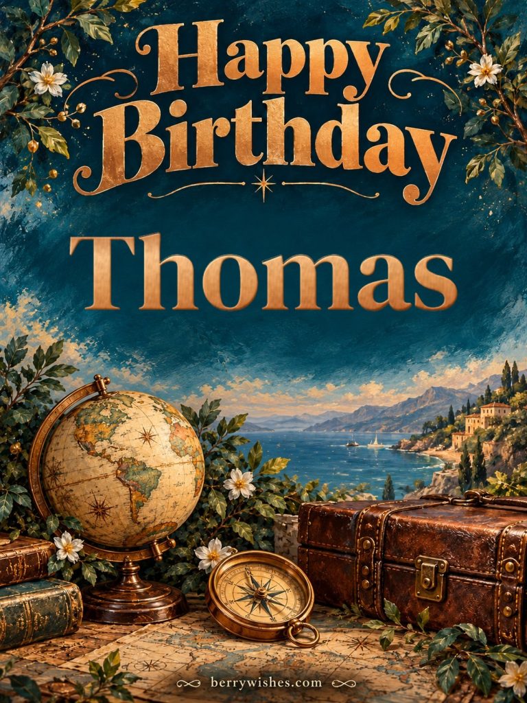 Globe and Travel Cases Happy Birthday Wishes Image