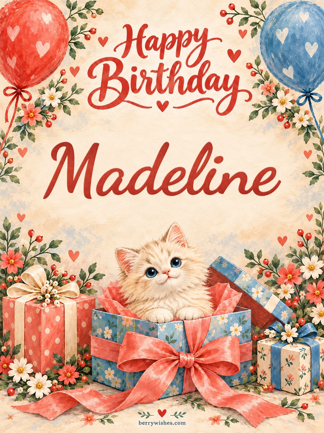 Kitten in a Gift Box Happy Birthday Image