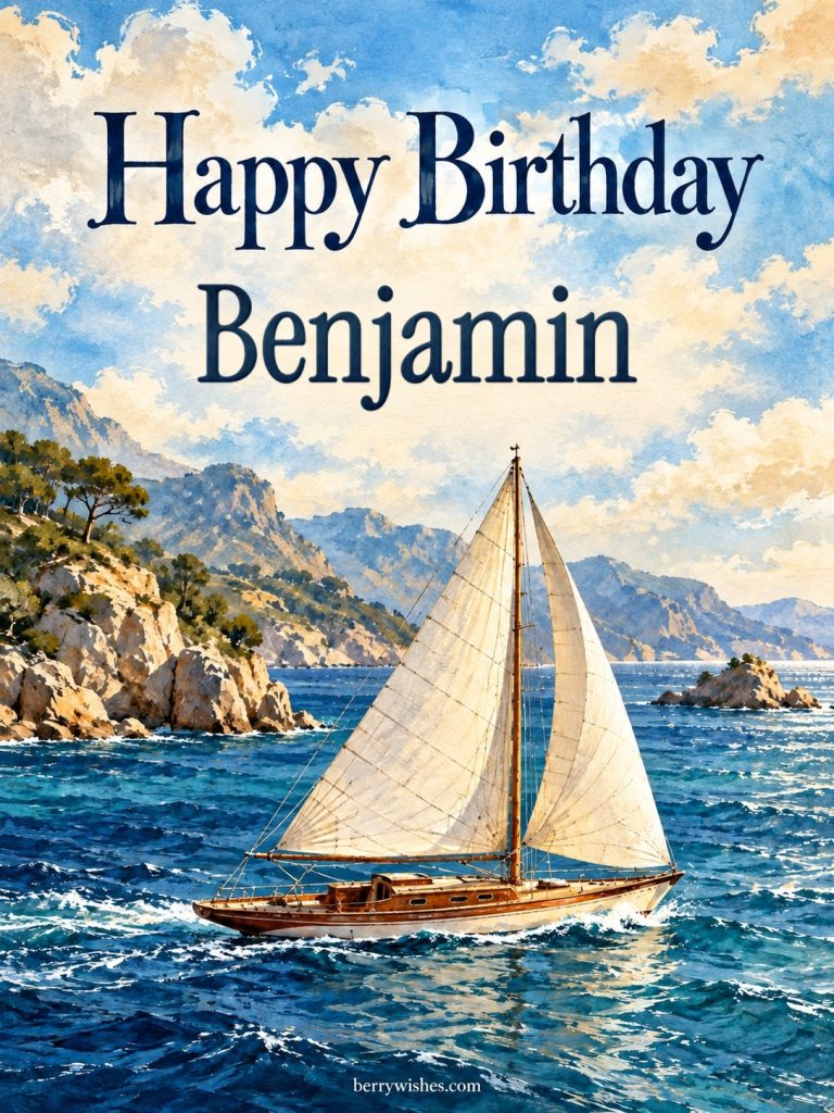 Sailboat on the Coast Happy Birthday Image for Him