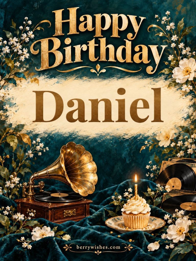 Vintage Gramophone Happy Birthday Image